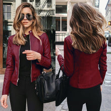 Cargar imagen en el visor de la galería, Stylish women's PU leather jacket; choose from 8 colors to match any outfit