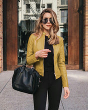 Cargar imagen en el visor de la galería, Stylish women's PU leather jacket; choose from 8 colors to match any outfit