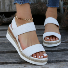 Load image into Gallery viewer, Stretch Peep Toe Casual Side Hollow Slope Bottom Sandals
