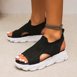 Women's Knitted Elastic Platform Casual Sandals