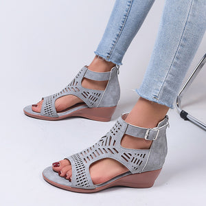 Women's Summer Hollow Wedge Buckle Comfortable Sandals