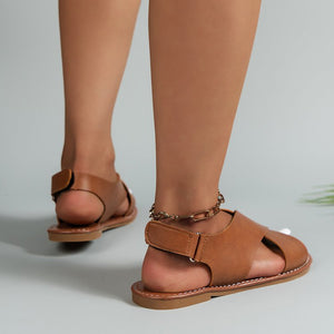 Women Solid Back Strap Peep Toe Sandal