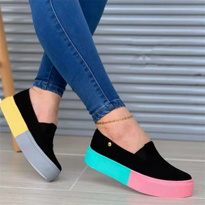 Autumn round toe fashion color block shoes for women