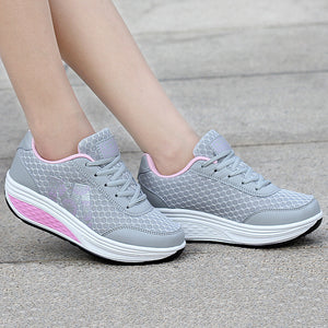 Autumn women's mesh thick-soled sports shoes