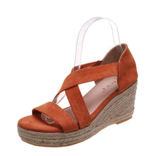 Load image into Gallery viewer, Women&#39;s Round Toe Wedge Strap Sandals
