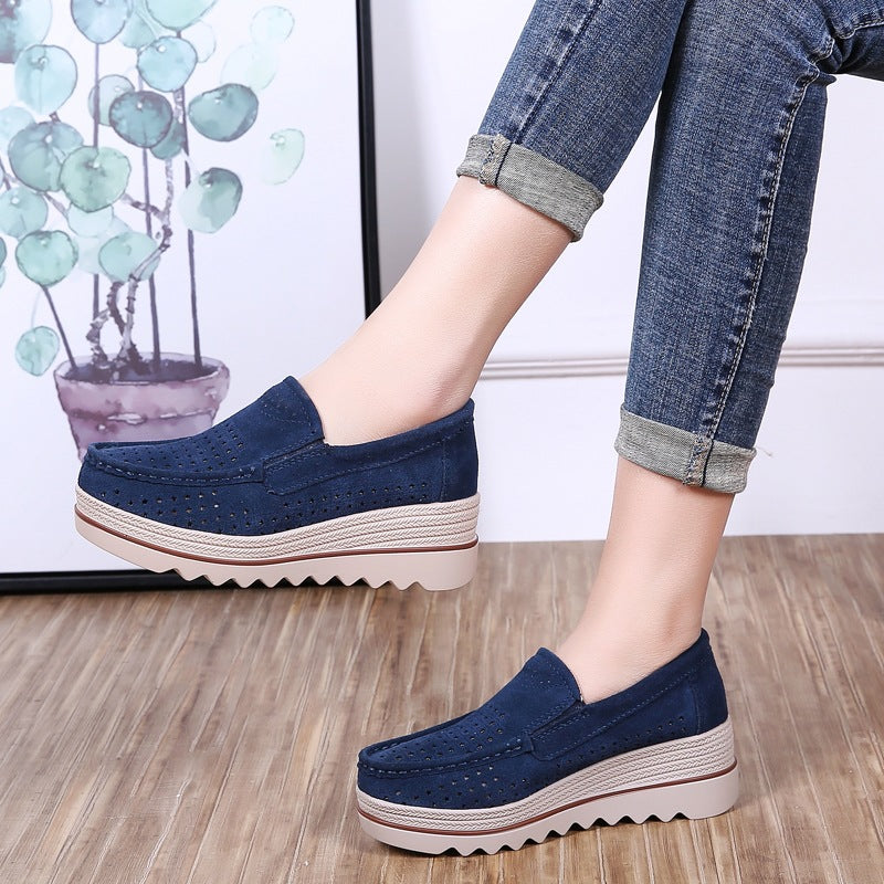 Autumn hollow anti-slip thick-soled shoes