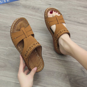 Fashion personality solid color platform women's slippers