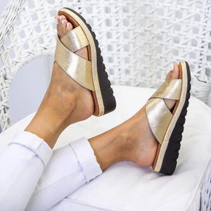 Women's wedge platform open toe slippers