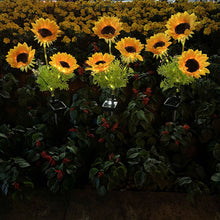Cargar imagen en el visor de la galería, Led Solar Sunflower Three Head Lawn Garden Decorative Landscape Outdoor Lamp
