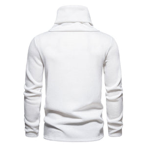 Men's Ribbed Knit Zipper Plain Stand Collar Pullover Sweater