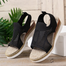 Load image into Gallery viewer, Womens Width Sandals Flat Wedge Heel Fly Weave Casual Hollow Beach Sandals
