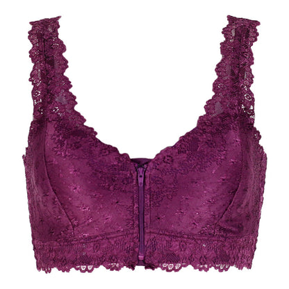 Women's Zip Front Lace Push Up Bra