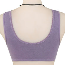 Load image into Gallery viewer, Button Front Lace Trim Soft Cotton Tank Bra
