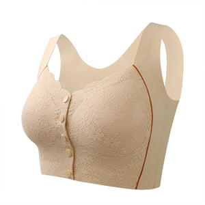 Women's Front Button No Steel Ring Breathable Bra