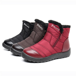 Women's Side Zipper Waterproof and Warm Cotton Boots