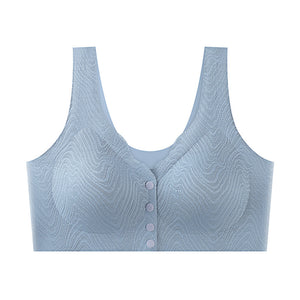 Women's front button lace wireless bra