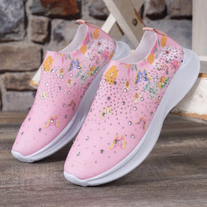 Women's Rhinestone Stretch Casual Breathable Sneakers