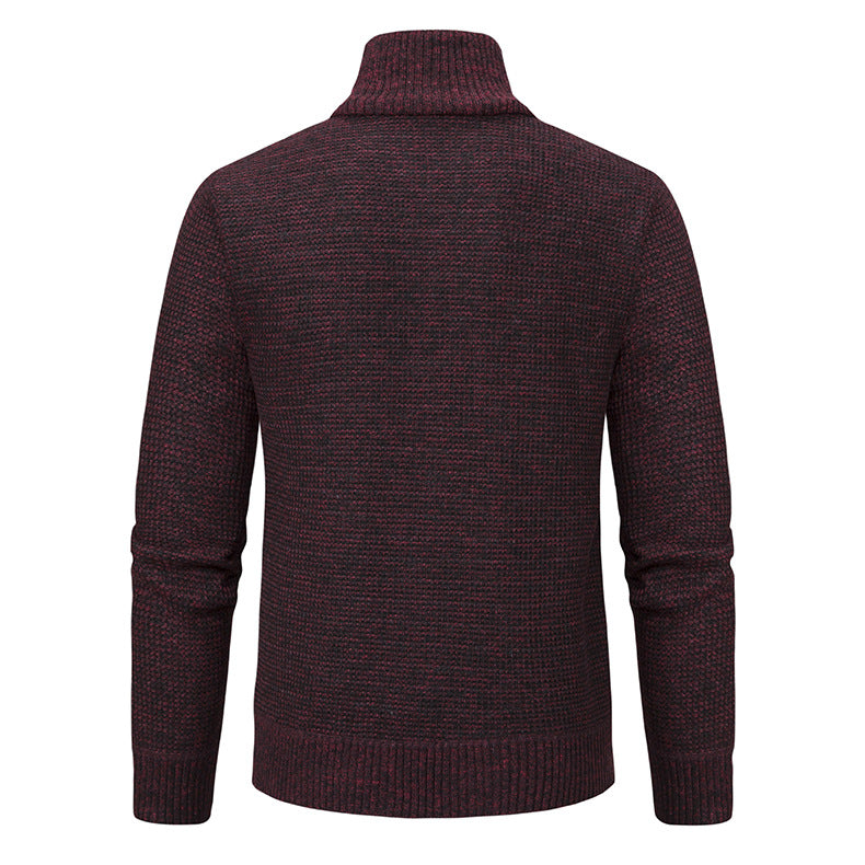 Men's CardiganFashion Patchwork knitted Zipper Stand Collar Thick Jackets