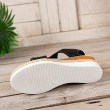 Load image into Gallery viewer, Womens Width Sandals Flat Wedge Heel Fly Weave Casual Hollow Beach Sandals
