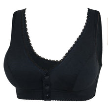 Load image into Gallery viewer, Button Front Lace Trim Soft Cotton Tank Bra
