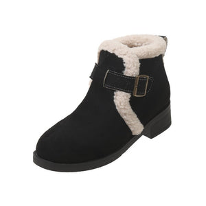 Women's Cuffed Martin Boots Winter Warm Belt Buckle Snow Boots