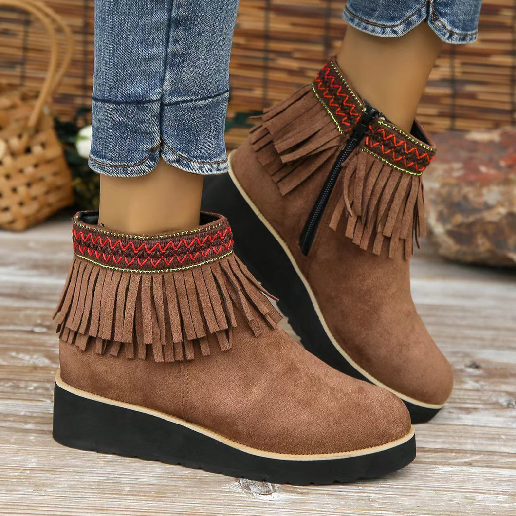 Womens Booties Casual Ankle Boots Work Women Side Zipper Faux Suede Winter Shoes