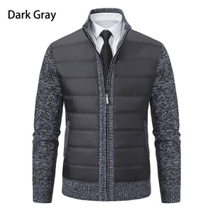Men's CardiganFashion Patchwork knitted Zipper Stand Collar Thick Jackets
