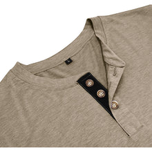Cargar imagen en el visor de la galería, Mens Casual Round Neck Buttons Shirt Tops Soild Color Long Sleeves Slim Fit Tee

