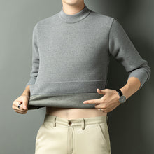 Cargar imagen en el visor de la galería, Men Autumn Winter New Solid Color Mock Neck Fleece Sweater
