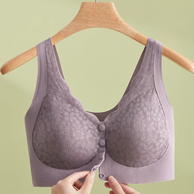 Front Button Push up Large Size Lace Beautiful Back No Wire Bra
