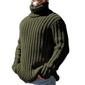 Mens Sweaters Turtleneck Cable Knitted Pullover