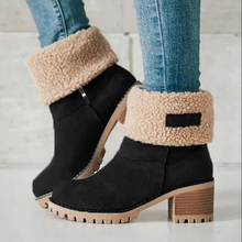 Load image into Gallery viewer, Women&#39;s Chunky Heel Round Toe Snow Boots-With zipper
