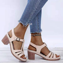 Load image into Gallery viewer, Summer women&#39;s metal buckle hollow high-heeled sandals
