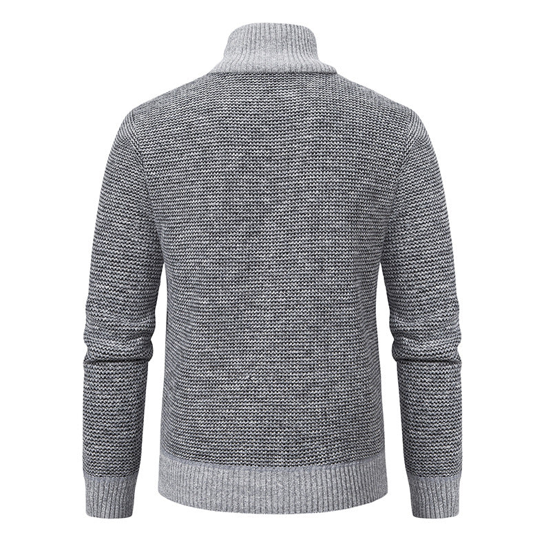 Men's CardiganFashion Patchwork knitted Zipper Stand Collar Thick Jackets