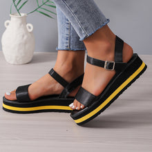 Load image into Gallery viewer, Women&#39;s Color Block Round Toe Buckle Sandals
