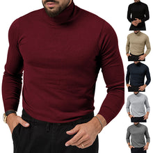 Cargar imagen en el visor de la galería, Men&#39;s Cotton Blend Turtle Neck Knitted Slim Sweater
