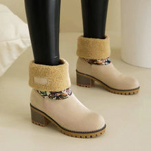 Cargar imagen en el visor de la galería, Women&#39;s warm thick sole high heel snow boots

