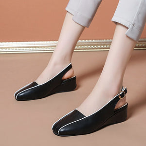 2024 Nueva moda casual señoras color sólido suave fondo pendiente sandalias de tacón