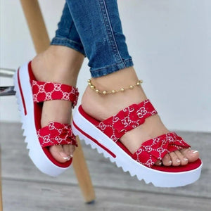 Platform Double Strap Bow Ladies Sandals