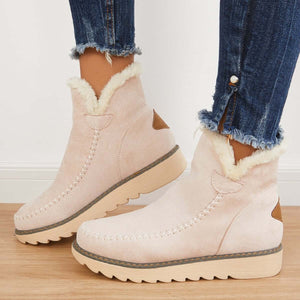 2023 New Ladies Thick Sole Solid Color Overfoot Warm Short Boots