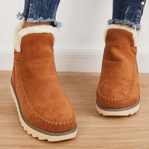 2023 New Ladies Thick Sole Solid Color Overfoot Warm Short Boots
