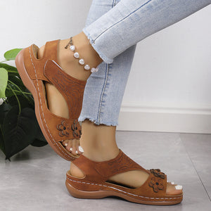 2024 New Retro Casual Flower Wedge Women's Sandals
