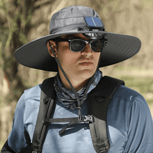 Cargar imagen en el visor de la galería, Wide Brim Solar Fan Outdoor Fishing Hat-Solar &amp; USB Charging
