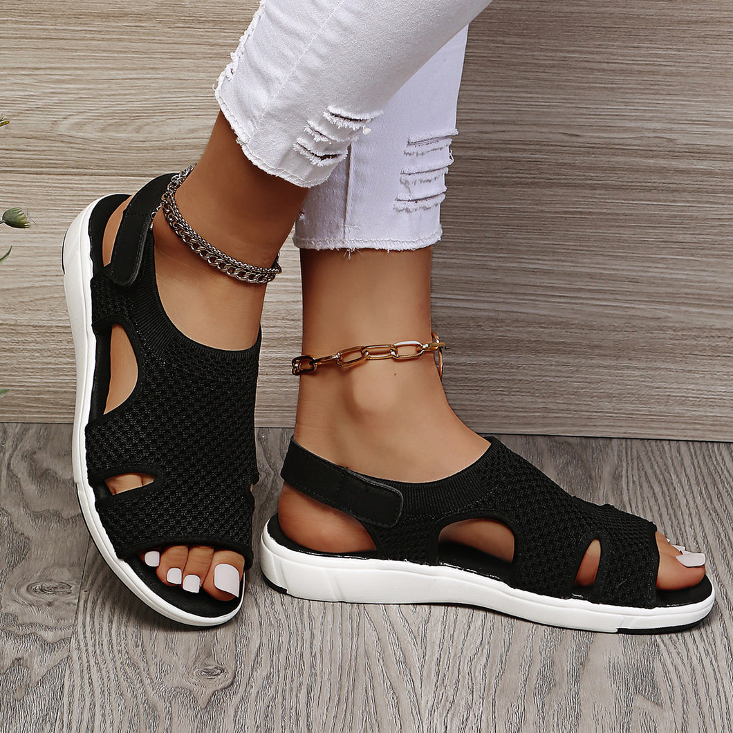Ladies Plus Size Breathable Mesh Flat Sandals