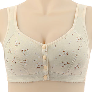 Soft Cotton Unwired Front Button Printed Bra