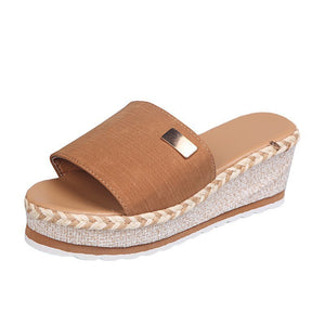 Women's summer new thick-soled wedge slippers