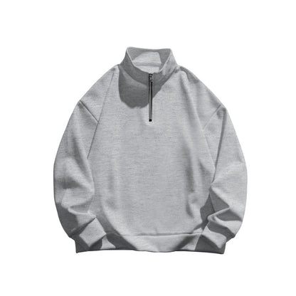 Men's Solid Color Casual Fleece Warm Zipper Stand Sweatshirt