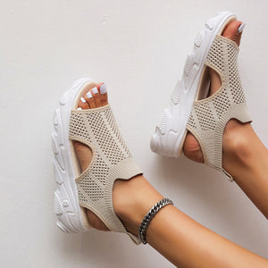 Women's Knitted Elastic Platform Casual Sandals