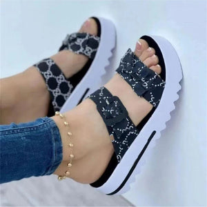 Platform Double Strap Bow Ladies Sandals