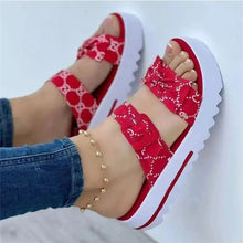 Load image into Gallery viewer, Platform Double Strap Bow Ladies Sandals
